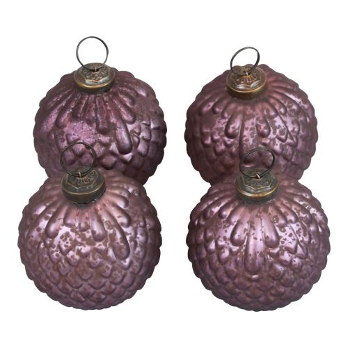 Floristik24 Bolas navideñas de cristal violeta bolas de árbol de Navidad vintage Ø7cm 4ud