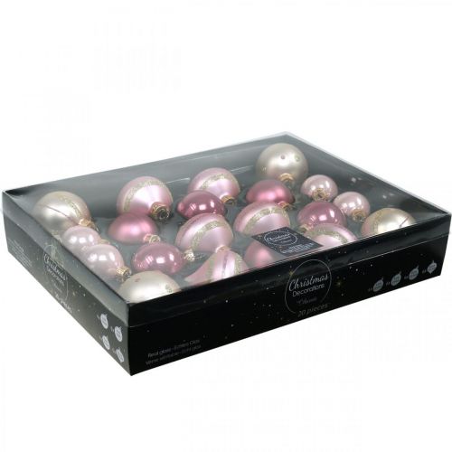 Floristik24 Bolas navideñas cristal rosa amarillo surtido Ø4,5-7cm 20 piezas