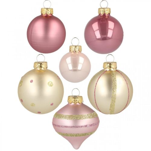 Floristik24 Bolas navideñas cristal rosa amarillo surtido Ø4,5-7cm 20 piezas