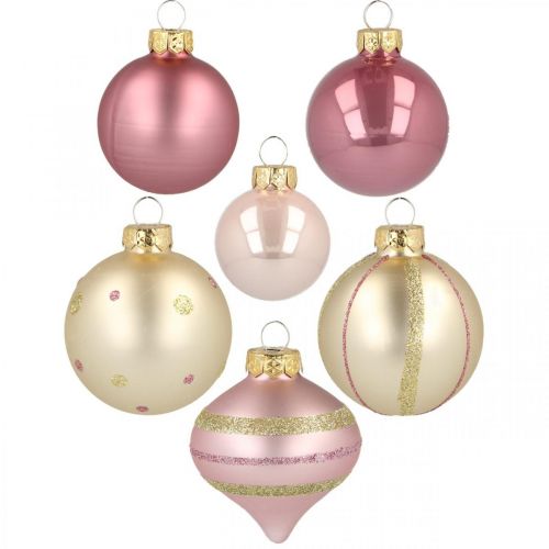 Floristik24 Bolas de Navidad cristal rosa amarillo clasificadas Ø4,5-7cm 20p