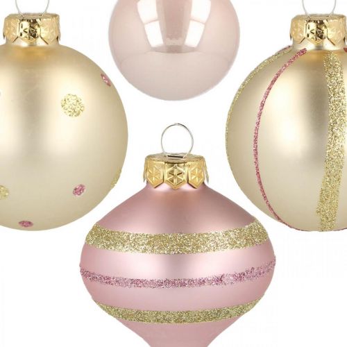 Artículo Bolas de Navidad cristal rosa amarillo clasificadas Ø4,5-7cm 20p