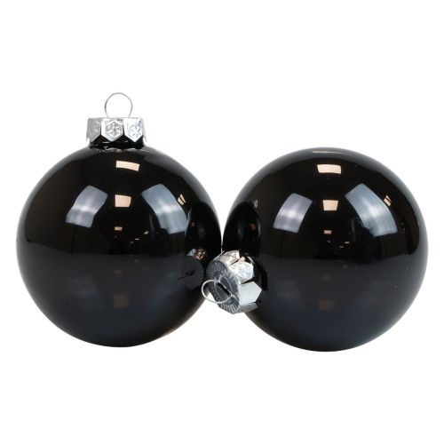 Bolas navideñas de cristal bolas de árbol negras brillantes Ø7,5cm 12 piezas