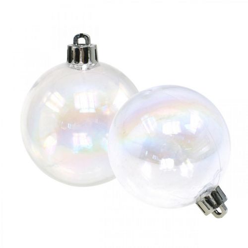 Floristik24 Bolas de navidad plastico transparente iridiscente Ø6cm 12pcs