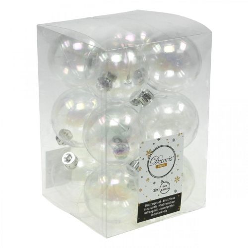 Floristik24 Bolas de navidad plastico transparente iridiscente Ø6cm 12pcs