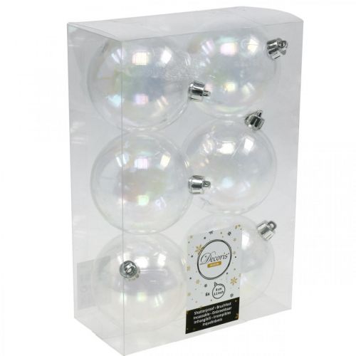 Floristik24 Bolas navideñas plastico transparente iridiscente Ø8cm 6pcs