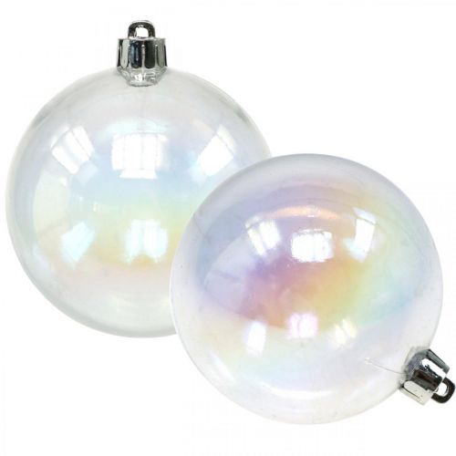 Bolas navideñas plastico transparente iridiscente Ø8cm 6pcs