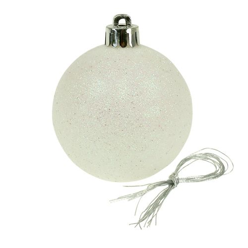 Floristik24 Bolas de navidad plastico blanco-nácar Ø6cm 10p