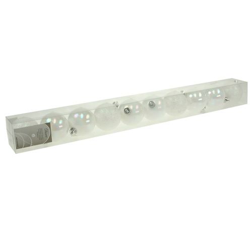 Floristik24 Bolas de navidad plastico blanco-nácar Ø6cm 10p