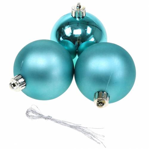 Floristik24 Adornos para árboles de Navidad Bola de Navidad turquesa Ø6cm 12pcs