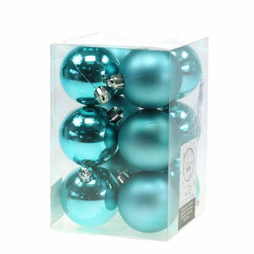 Floristik24 Adornos para árboles de Navidad Bola de Navidad turquesa Ø6cm 12pcs