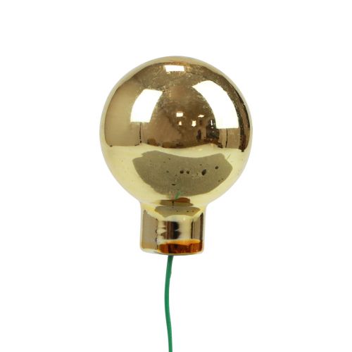 Floristik24 Bolas navideñas sobre alambre vidrio espejo bayas oro 2,5cm 140 piezas