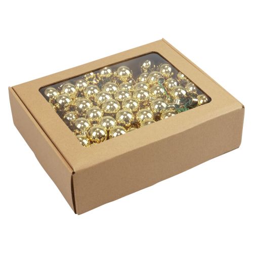Floristik24 Bolas navideñas sobre alambre vidrio espejo bayas oro 2,5cm 140 piezas