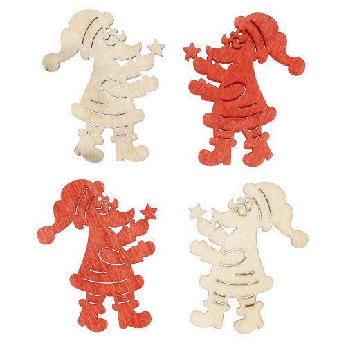 Artículo Papá Noel madera Decoración para controlar rojo, naturaleza 4cm 72pcs