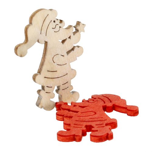 Floristik24 Adorno de madera de Papá Noel rojo, natural 4cm 72 piezas