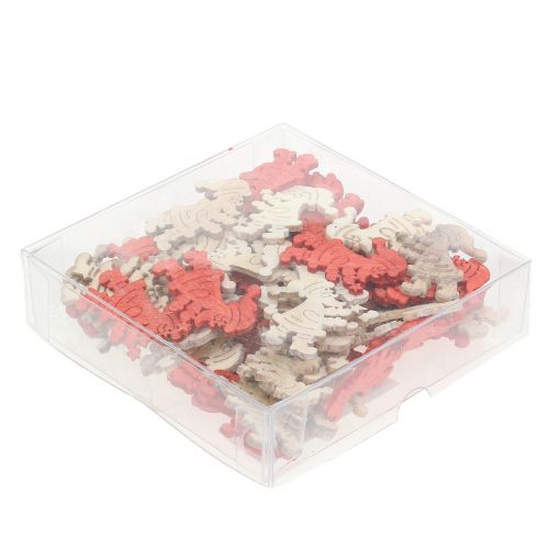 Floristik24 Adorno de madera de Papá Noel rojo, natural 4cm 72 piezas