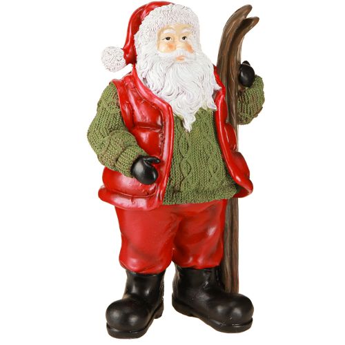 Artículo Figura decorativa de Papá Noel con esquís pintados 14×10,5×24,5cm