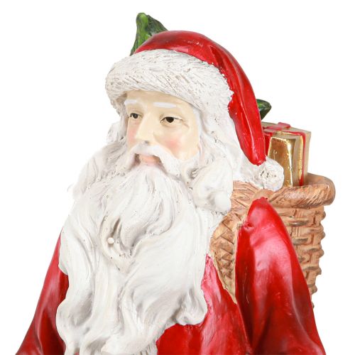 Artículo Figura de Papá Noel con cesta rojo blanco verde oro Al. 36 cm
