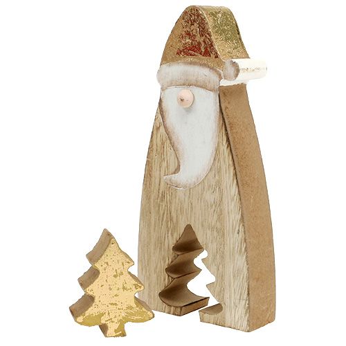Floristik24 Madera de Papá Noel con abeto dorado 17cm