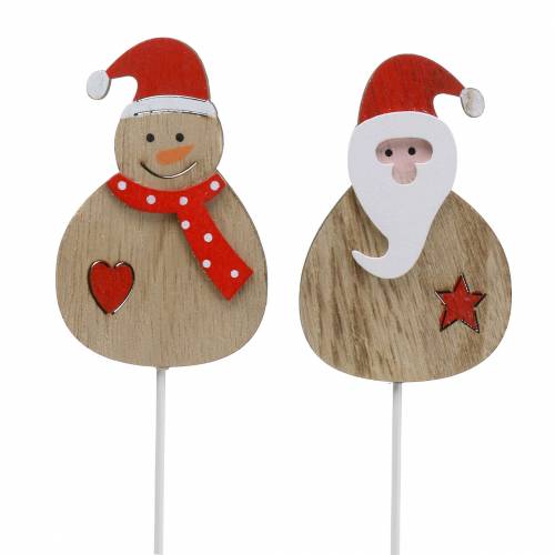 Floristik24 Tapón decorativo Papá Noel/Muñeco de nieve 7cm 12uds