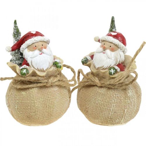 Artículo Figura decorativa Papa Noel en saco decoración navideña Ø8cm/H13cm 2pcs