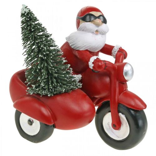Floristik24 Figura decorativa Papá Noel en moto con abeto 19,5×13×16cm