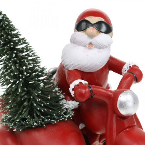 Floristik24 Figura decorativa Papá Noel en moto con abeto 19,5×13×16cm