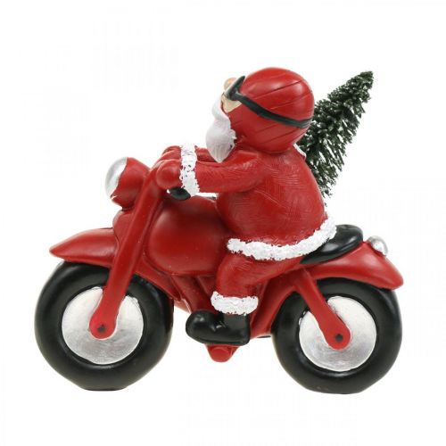Figura decorativa Papá Noel en moto con abeto 19,5 × 13 × 16cm