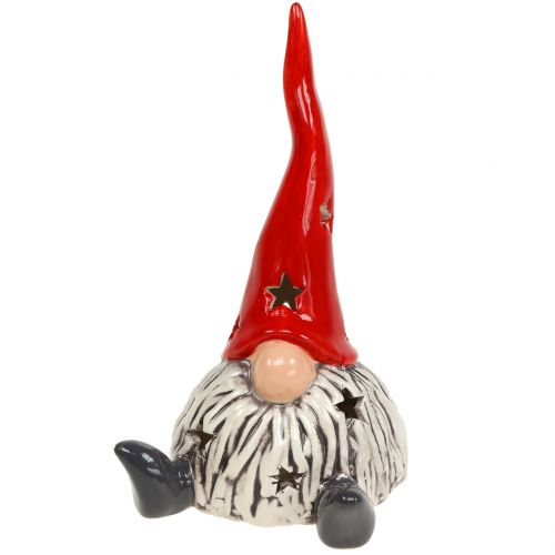 Floristik24 Figura decorativa duende navideño con rojo claro, gris 20cm