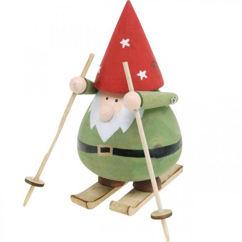 Floristik24 Gnomo sobre esquís figura decorativa madera Navidad Gnomo figura H13cm