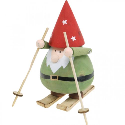 Artículo Gnomo sobre esquís figura decorativa madera Navidad Gnomo figura H13cm