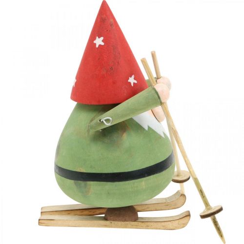 Artículo Gnomo sobre esquís figura decorativa madera Navidad Gnomo figura H13cm