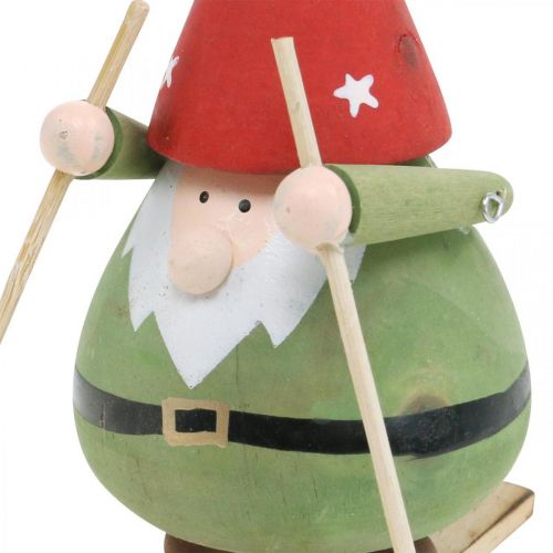 Gnomo en el esquí figura decorativa de madera Gnomo de Navidad figura H13cm
