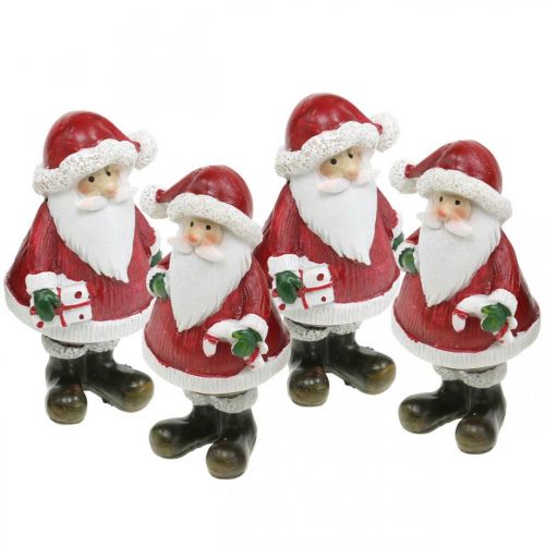 Floristik24 Figura decorativa Papá Noel con bastón de caramelo/regalo H8.5cm 4pcs