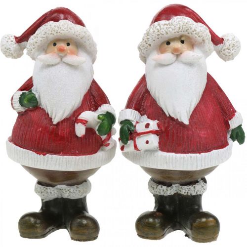 Figura decorativa Papá Noel con bastón de caramelo / regalo H8.5cm 4pcs