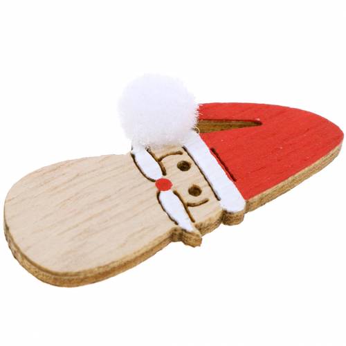 Floristik24 Scatter decoración cabeza de Papá Noel madera 4,5cm 36p