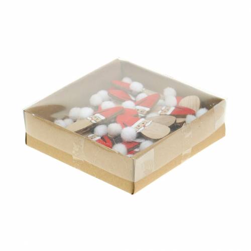 Floristik24 Scatter decoración cabeza de Papá Noel madera 4,5cm 36p