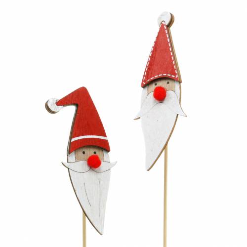 Floristik24 Alfileres de madera Papá Noel con resorte de metal rojo, blanco, natural 12 / 13cm L36 / 36.5cm 12pcs