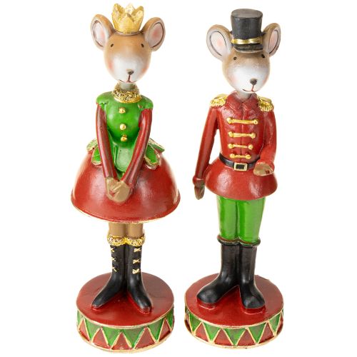 Floristik24 Figuras decorativas navideñas de ratón 14,5cm rojo-verde 2 piezas