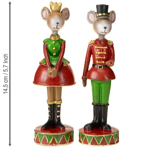 Artículo Figuras decorativas navideñas de ratón 14,5cm rojo-verde 2 piezas