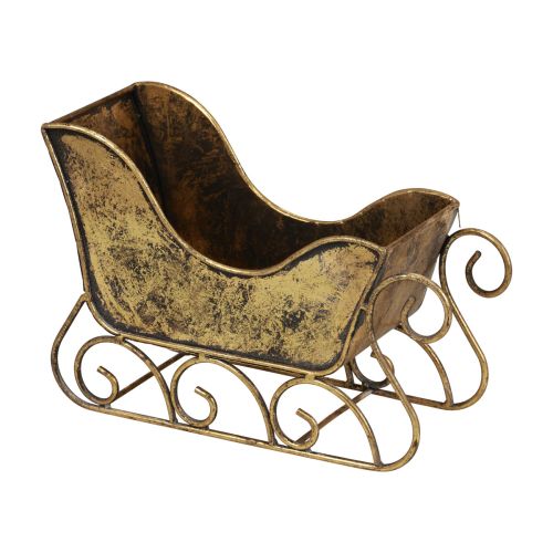 Floristik24 Trineo navideño metal trineo decorativo dorado 30×12×20cm