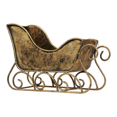 Floristik24 Trineo navideño metal trineo decorativo dorado 30×12×20cm