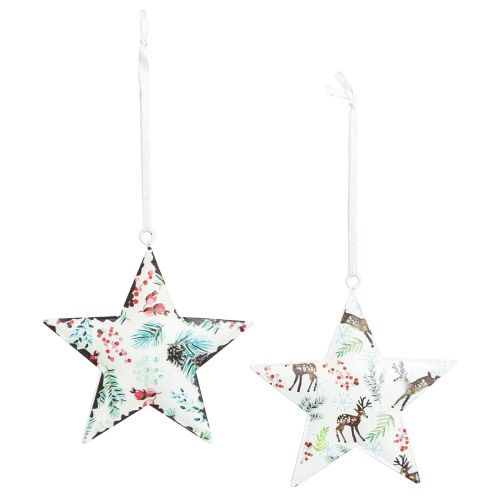 Artículo Adornos navideños estrella ciervo agujas bayas Ø8cm 6 piezas