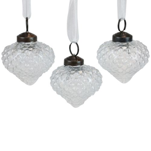 Artículo Adornos navideños decoración de vidrio cebolla diamante transparente Ø5,5cm 9 piezas