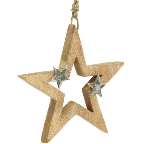 Artículo Estrella de Navidad para colgar Estrella decoración de madera Navidad H22cm