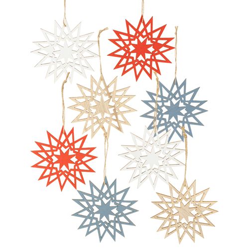 Floristik24 Estrella navideña de madera para colgar Ø12/15cm 8 piezas