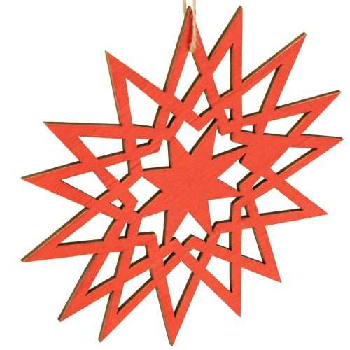 Artículo Estrella navideña de madera para colgar Ø12/15cm 8 piezas