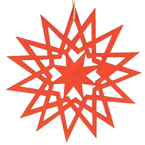 Artículo Estrella navideña de madera para colgar Ø12/15cm 8 piezas