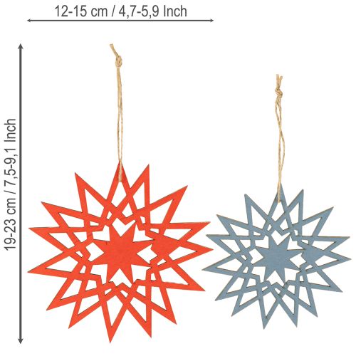 Artículo Estrella navideña de madera para colgar Ø12/15cm 8 piezas