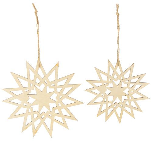 Artículo Estrella navideña de madera para colgar Ø12/15cm 8 piezas