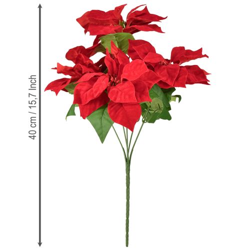 Artículo Flor de Pascua Artificial Roja 5 Flores 40cm